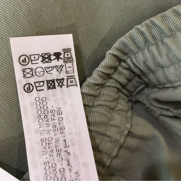 Zara pants drawstring ankle pull on green women small relex fit  new - Picture 7 of 9